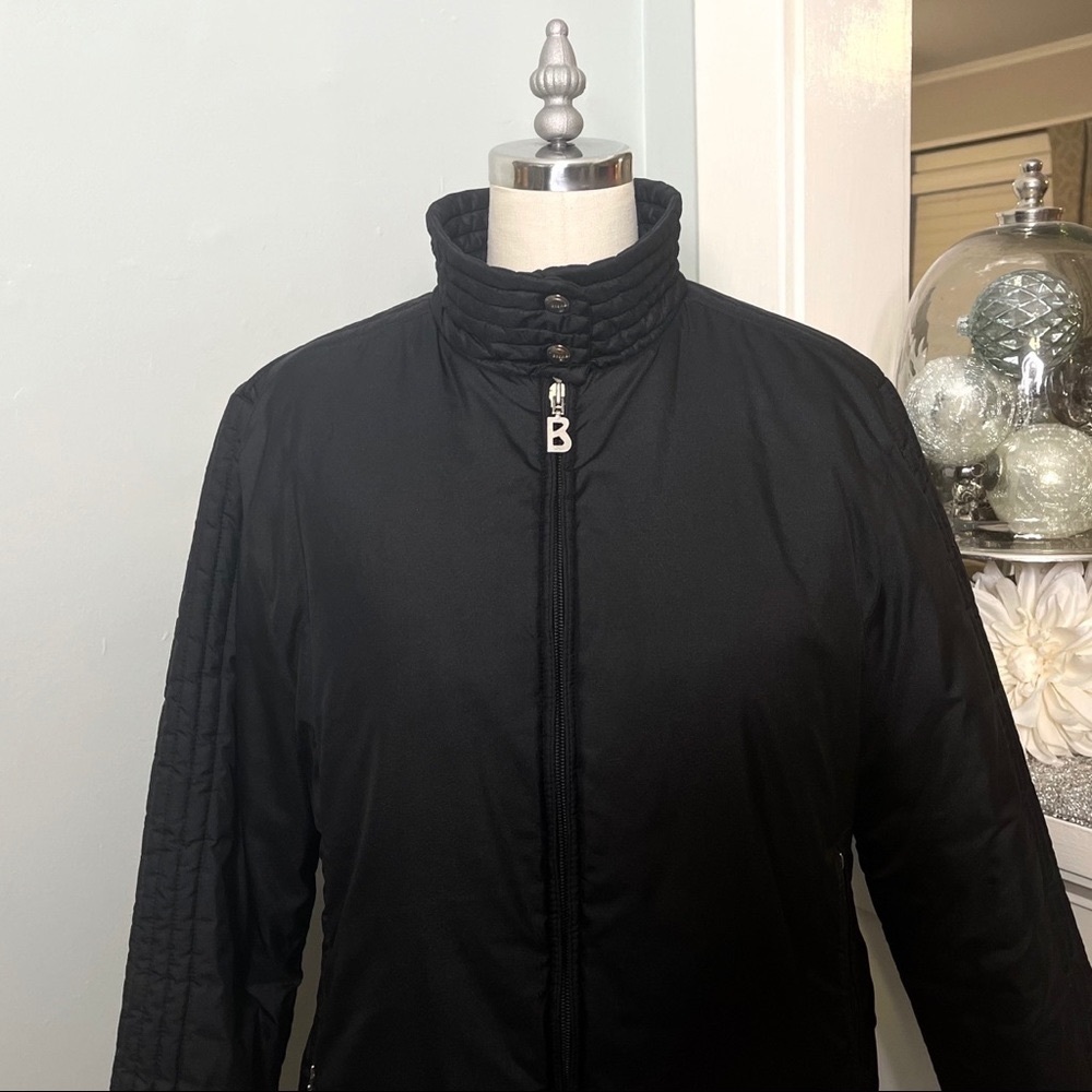 Bogner Black Vintage Ski Bomber Coat Winter Jacket Zip Snap 8 Medium Ski Coat - Picture 4 of 12